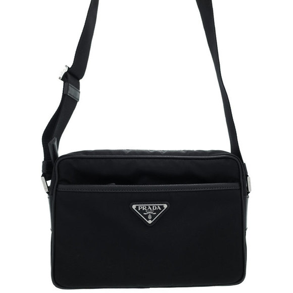 Prada Nylon Saffiano leather Shoulder Bag Black - Picture 1 of 9